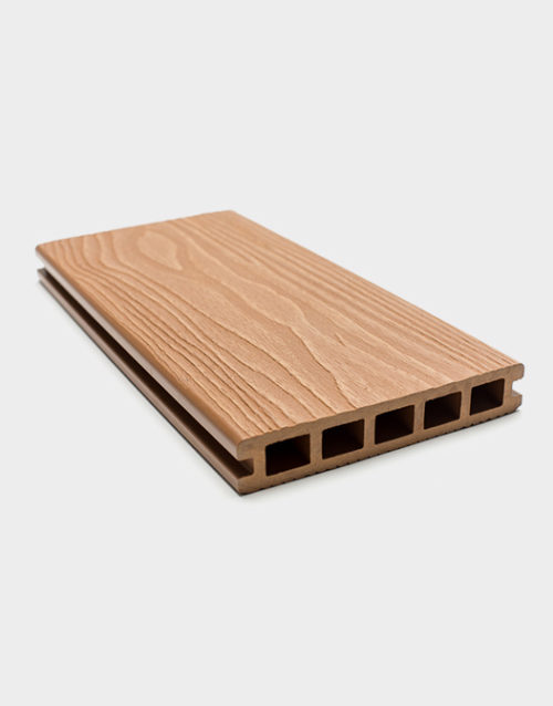 Best Composite Decking in Canada deck board ezdeck-natural-teak-standard-regular-sample-outdoor-space-patio-terrace-brown-tones-real-wood-texture