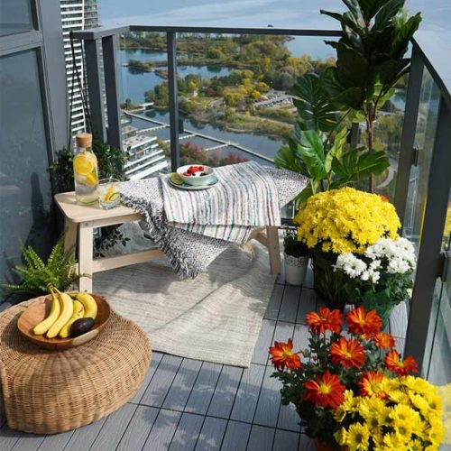 luxurious Balcony tiles Balcony-renovation-extreme-makover-CN-tower-view-composite-light-grey-tiles-patio